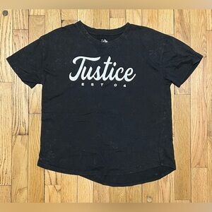 Justice Distressed Black Short Sleeve Tee size 10